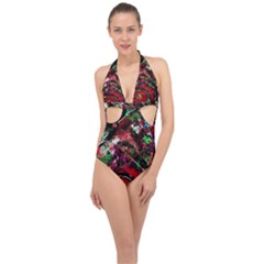 Bloody Coffee 6 Halter Front Plunge Swimsuit