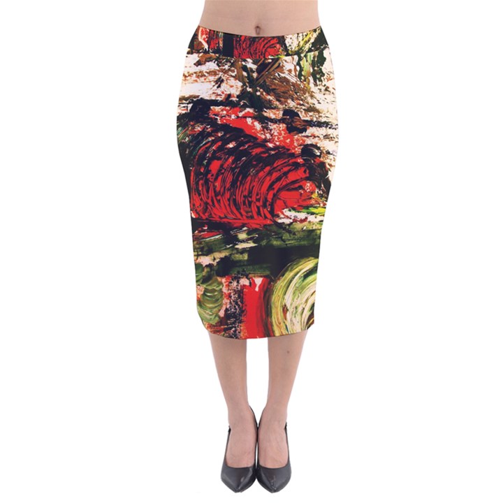 Alaska Industrial Landscape 4 Velvet Midi Pencil Skirt