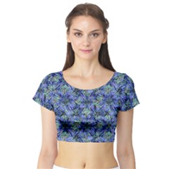 Modern Nature Print Pattern 7200 Short Sleeve Crop Top by dflcprints