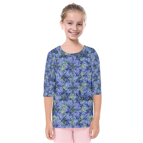 Modern Nature Print Pattern 7200 Kids  Quarter Sleeve Raglan Tee by dflcprints