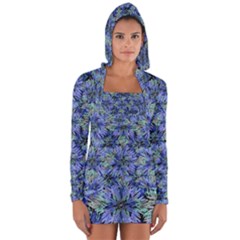 Modern Nature Print Pattern 7200 Long Sleeve Hooded T-shirt by dflcprints