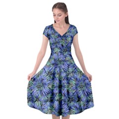 Modern Nature Print Pattern 7200 Cap Sleeve Wrap Front Dress by dflcprints