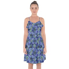 Modern Nature Print Pattern 7200 Ruffle Detail Chiffon Dress by dflcprints