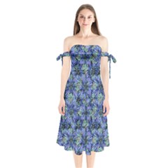 Modern Nature Print Pattern 7200 Shoulder Tie Bardot Midi Dress by dflcprints