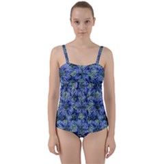 Modern Nature Print Pattern 7200 Twist Front Tankini Set by dflcprints