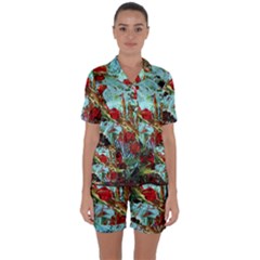 Eden Garden 7 Satin Short Sleeve Pyjamas Set by bestdesignintheworld