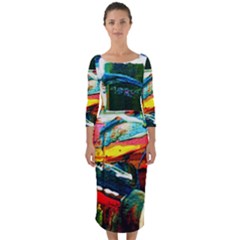 Aerobus Quarter Sleeve Midi Bodycon Dress by bestdesignintheworld