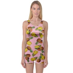 Pineapple Print One Piece Boyleg Swimsuit by CasaDiModa