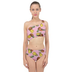 Pineapple Print Spliced Up Two Piece Swimsuit