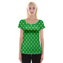 Polkadot Yellow Cap Sleeve Tops by berwies