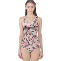 Pink Roses And Butterflies One Piece Swimsuit by CasaDiModa