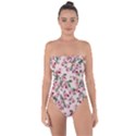 Pink Roses and Butterflies Tie Back One Piece Swimsuit View1