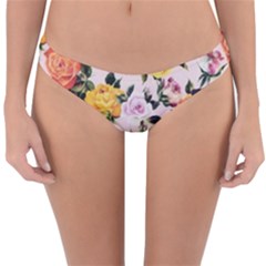 Colorful Roses Print Reversible Hipster Bikini Bottoms by CasaDiModa