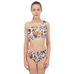 Colorful Roses Print Spliced Up Two Piece Swimsuit by CasaDiModa