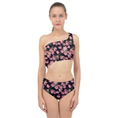 Pink Tulip Print Spliced Up Two Piece Swimsuit by CasaDiModa