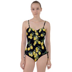 Lemons Print Sweetheart Tankini Set