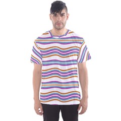 Colorful Wavy Stripes Pattern 7200 Men s Sports Mesh Tee