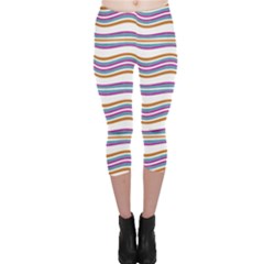 Colorful Wavy Stripes Pattern 7200 Capri Leggings  by dflcprints