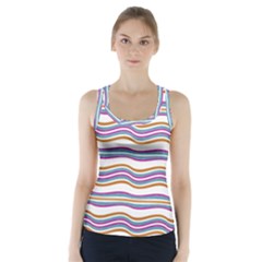 Colorful Wavy Stripes Pattern 7200 Racer Back Sports Top by dflcprints