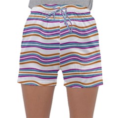 Colorful Wavy Stripes Pattern 7200 Sleepwear Shorts by dflcprints