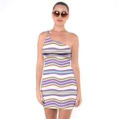 Colorful Wavy Stripes Pattern 7200 One Soulder Bodycon Dress by dflcprints