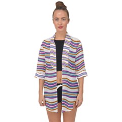 Colorful Wavy Stripes Pattern 7200 Open Front Chiffon Kimono by dflcprints