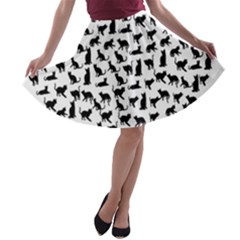 Heart Love Cats Kitten Kitty A-line Skater Skirt by Simbadda