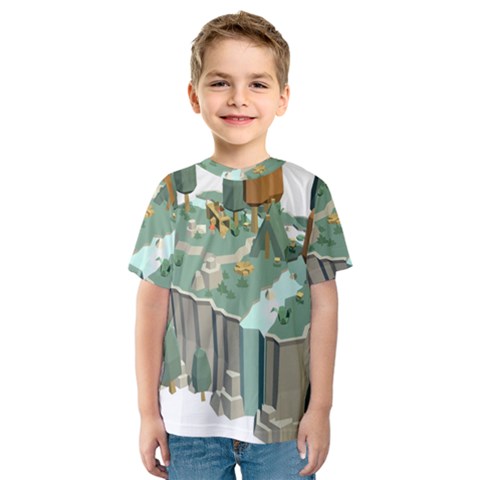 Camping Low Poly 3d Polygons Kids  Sport Mesh Tee by Simbadda