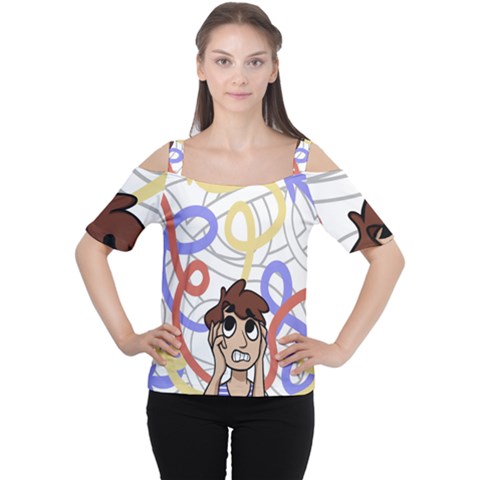 Unordered Chaos Cutout Shoulder Tee by Simbadda