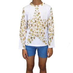 Star Fractal Gold Shiny Metallic Kids  Long Sleeve Swimwear by Simbadda