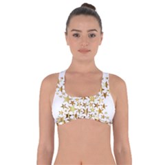 Star Fractal Gold Shiny Metallic Got No Strings Sports Bra by Simbadda