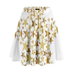 Star Fractal Gold Shiny Metallic High Waist Skirt by Simbadda