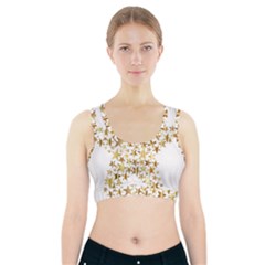 Star Fractal Gold Shiny Metallic Sports Bra With Pocket by Simbadda