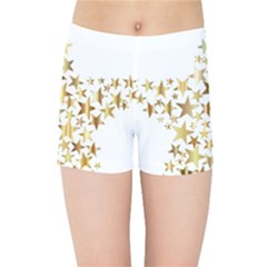 Star Fractal Gold Shiny Metallic Kids Sports Shorts by Simbadda