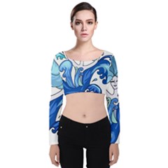 Abstract Colourful Comic Characters Velvet Crop Top by Simbadda