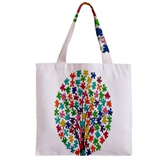 Tree Share Pieces Of The Puzzle Zipper Grocery Tote Bag by Simbadda