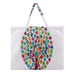 Tree Share Pieces Of The Puzzle Zipper Large Tote Bag by Simbadda