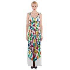 Tree Share Pieces Of The Puzzle Maxi Thigh Split Dress by Simbadda