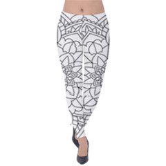 Floral Flower Mandala Decorative Velvet Leggings by Simbadda