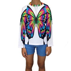 Abstract Animal Art Butterfly Kids  Long Sleeve Swimwear by Simbadda