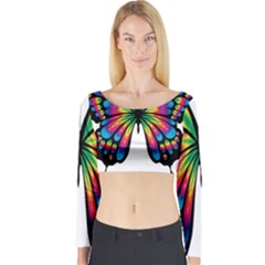 Abstract Animal Art Butterfly Long Sleeve Crop Top by Simbadda