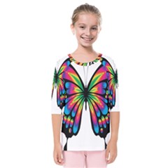 Abstract Animal Art Butterfly Kids  Quarter Sleeve Raglan Tee