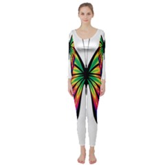 Abstract Animal Art Butterfly Long Sleeve Catsuit by Simbadda