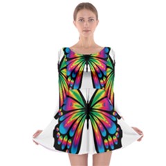 Abstract Animal Art Butterfly Long Sleeve Skater Dress by Simbadda