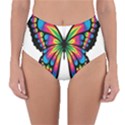 Abstract Animal Art Butterfly Reversible High-Waist Bikini Bottoms View1