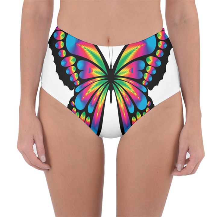 Abstract Animal Art Butterfly Reversible High-Waist Bikini Bottoms