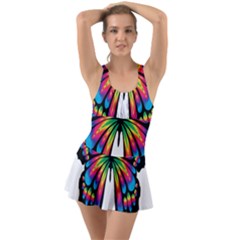 Abstract Animal Art Butterfly Ruffle Top Dress Swimsuit by Simbadda