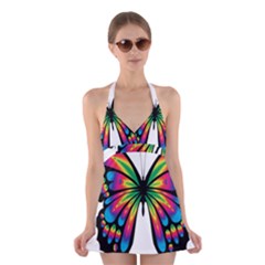 Abstract Animal Art Butterfly Halter Dress Swimsuit  by Simbadda