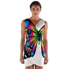 Abstract Animal Art Butterfly Wrap Front Bodycon Dress by Simbadda