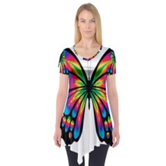 Abstract Animal Art Butterfly Short Sleeve Tunic  by Simbadda